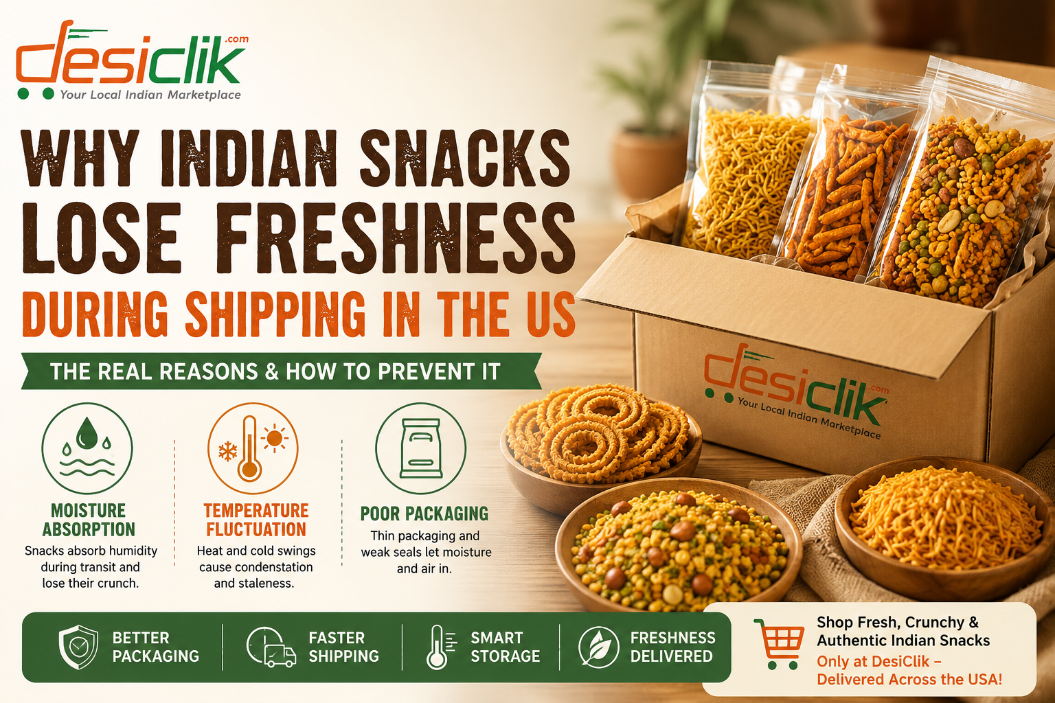 Why Indian Snacks Lose Freshness During Shipping in the US Why Indian Snacks Lose Freshness During Shipping in the US