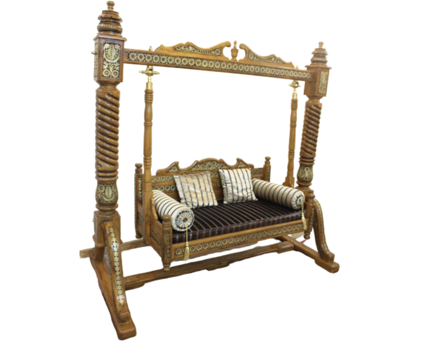 Intricately Carved Single Pillar Traditional Swing  Jhula 