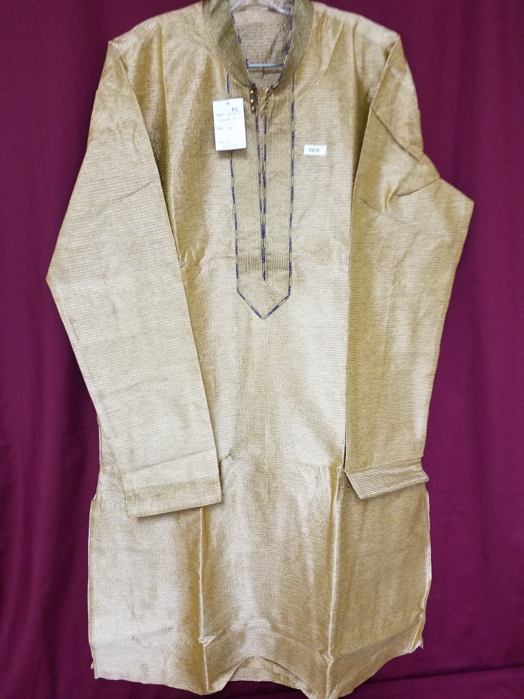 Embroidered Traditional Golden Khaddi Kurta Pajama Set Size Large ...