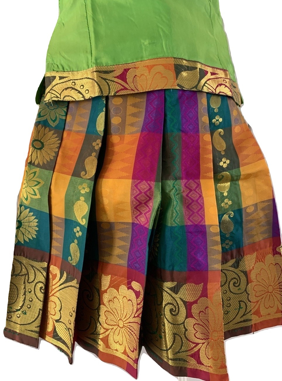 Multi Color & Green Pattu Pavada - Size 14 ( 6 Months to 1 Yrs ) #41147 ...