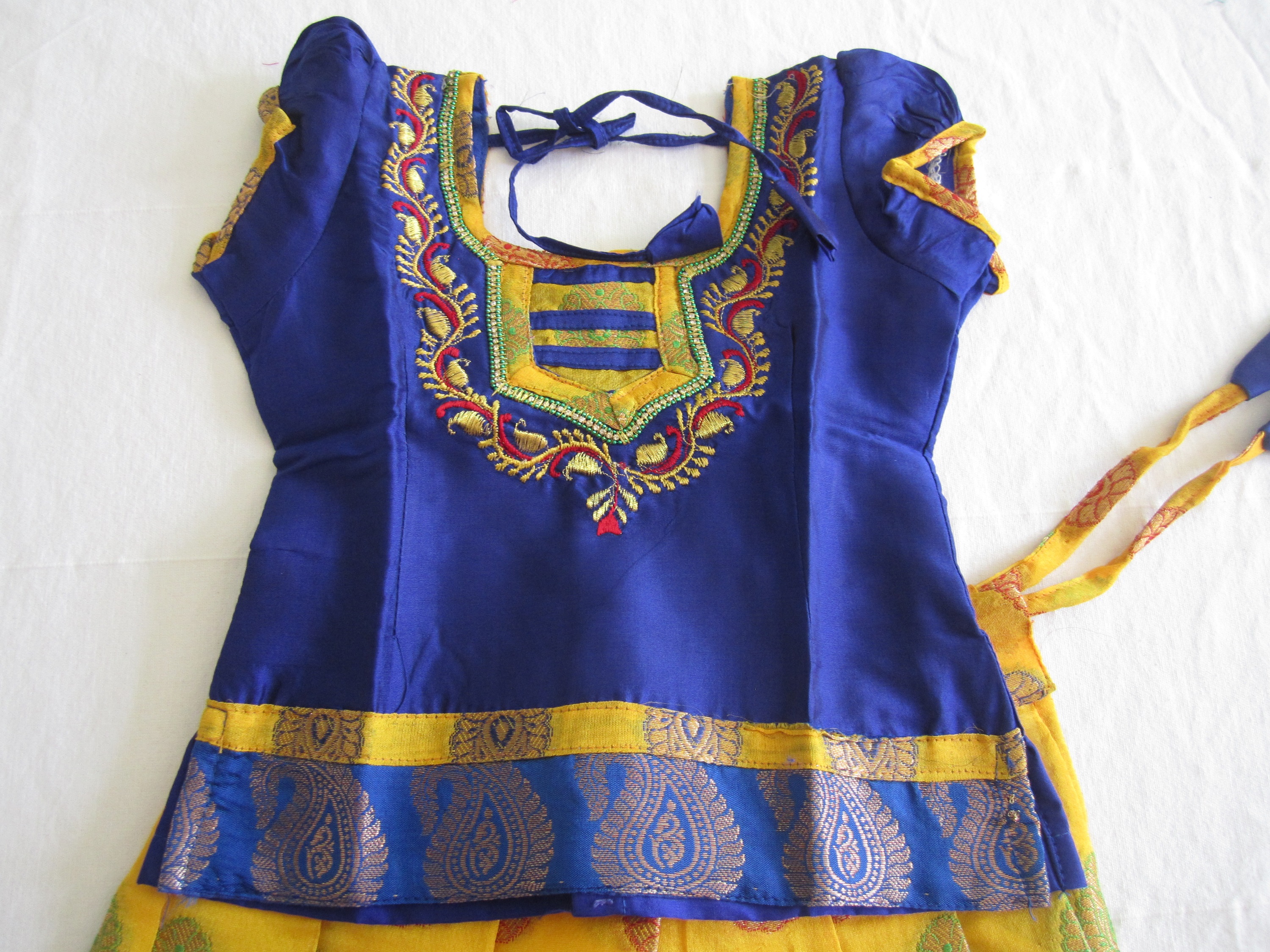 Yellow & Blue Pattu Pavadai Parikini for Baby Girl 1 to 2 Year #33783 ...