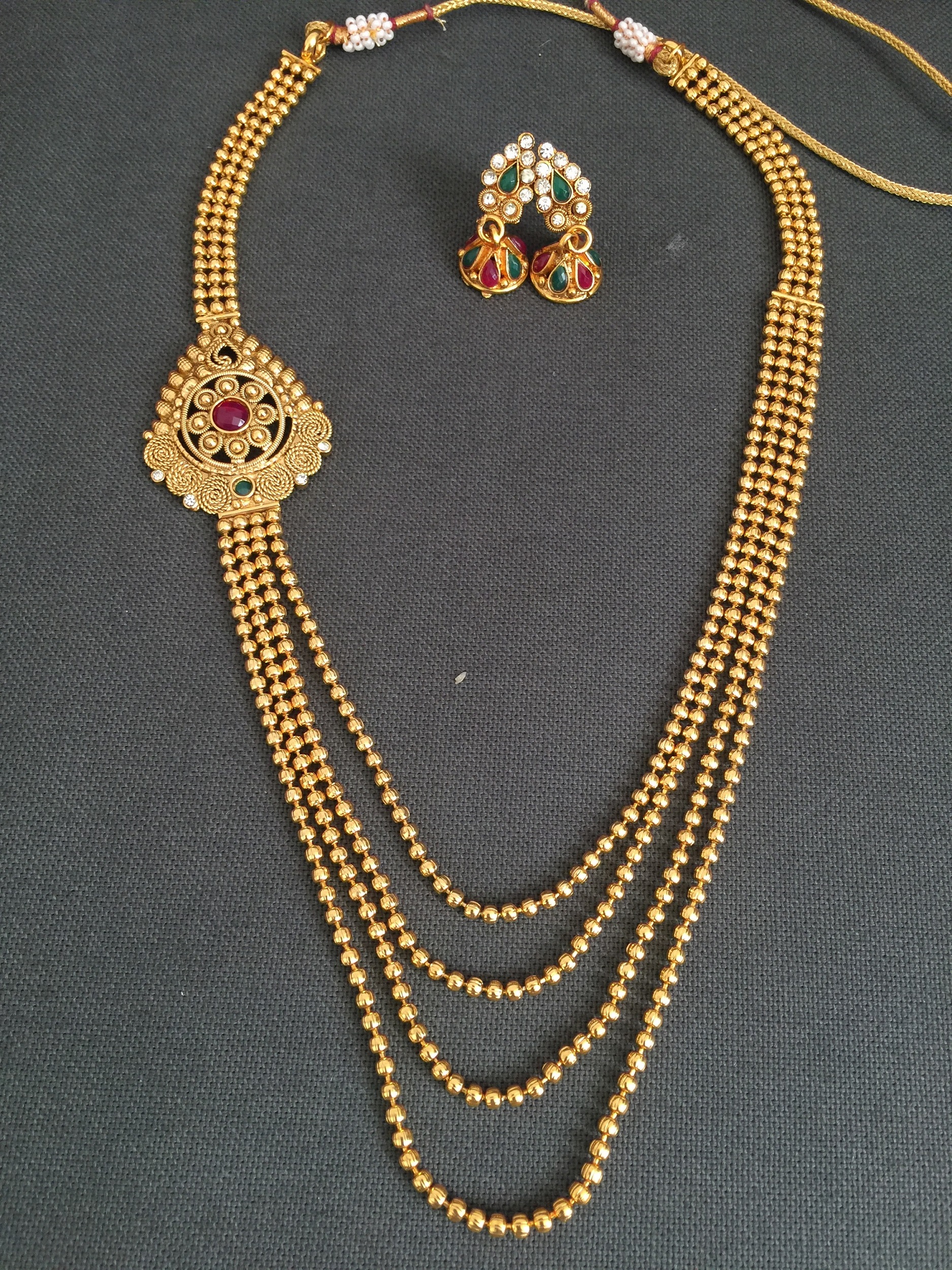 Elegant & Classy Long Traditional Necklace w/ Small Jumka #29094 | Buy ...