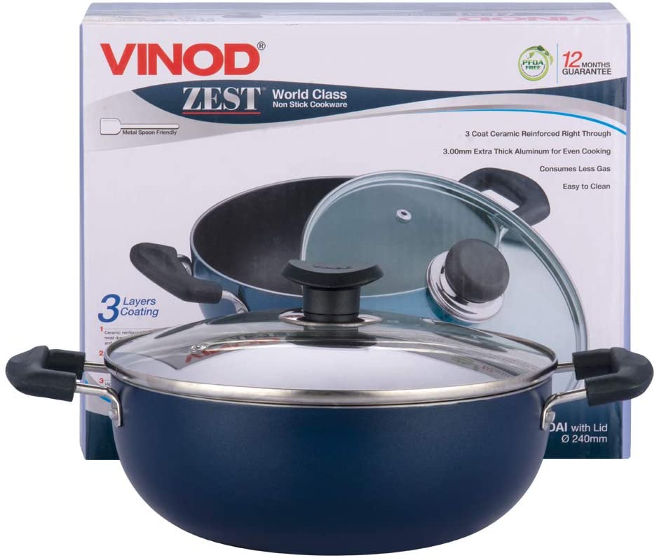 Vinod Stainless Steel Kadai with Lid 4.5 Liters