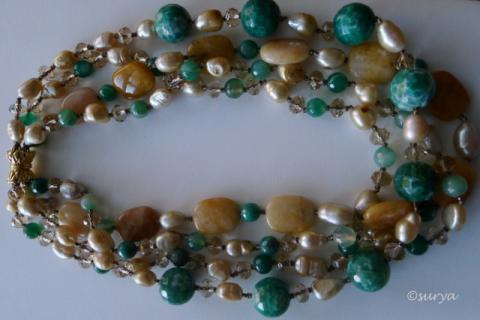 Jade, Pearl, Agate & Crystal Necklace & Earrings, UNIQUE JEWELRY #21130 ...