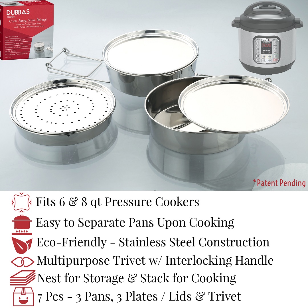  Stackable Stainless Steel Insert Pans - 8QT- Inserts