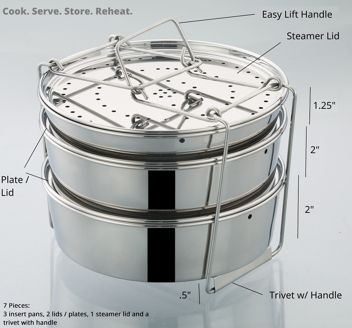 3 Tier Stainless Steel Steamer Pot For Cooking With Stackable Pan