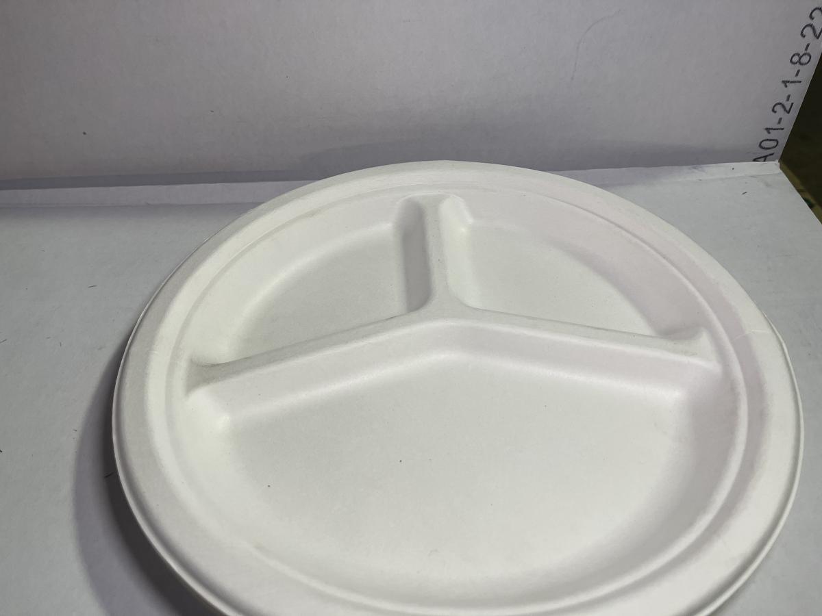 3 Compartment Biodegradable Plates With Lid, Sugarcane disposable