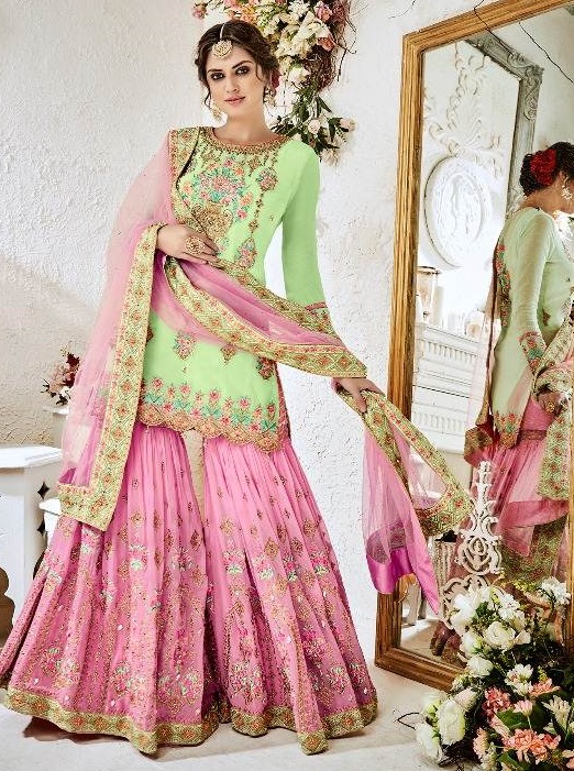 Very Pretty Pakistani Indian Sharara Palazzo Sharara Salwar Kameez Suit ...