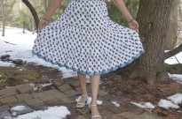 Gypsy Boho White Blue Short Cotton Skirt, TRADITIONAL SHORT SKIRT #20636