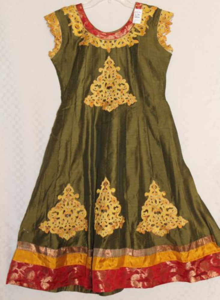 Anarkali Suit, Green Mustard Patchwork Salwar Kameez Dupatta (M) #35542 ...