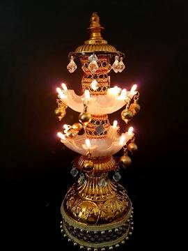 Latkan Electric Puja Lamp 110V 2 Step 14 Bulbs Rotating Diya for Pooja ...