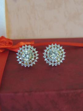 Round Clear Stone Studded Earrings #29629