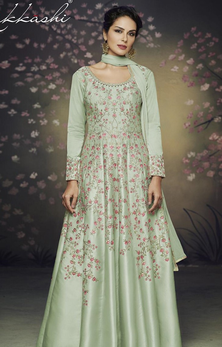 silk indo western gown