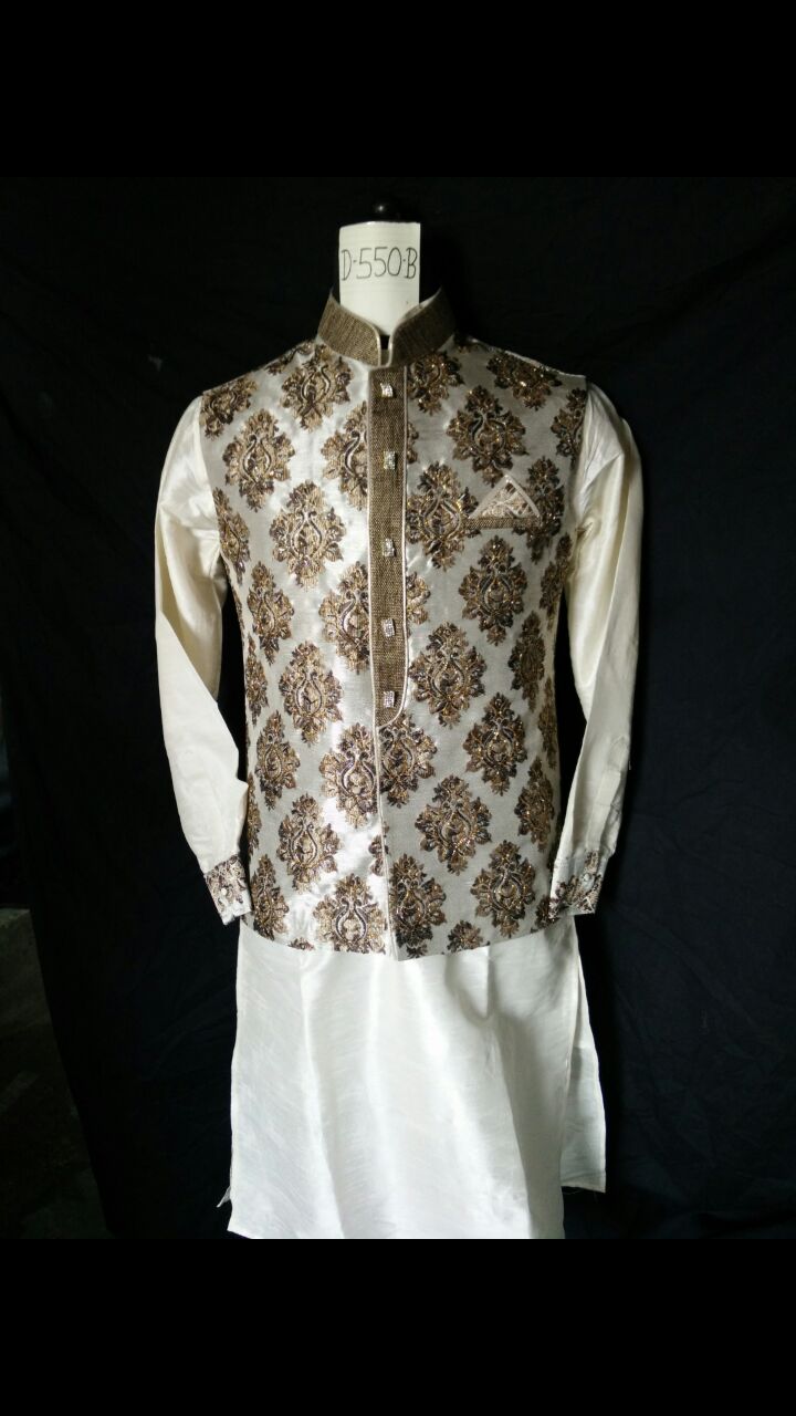 Buy Dark Blue Floral Design Kurta Jacket Set Online @Manyavar - Kurta Jacket  Set for Men