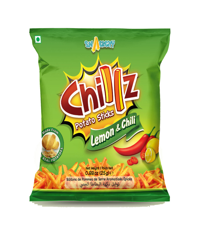 Chillz Potato Sticks- Lemon & Chilli 25 gms #51137 | DesiClik.com, USA