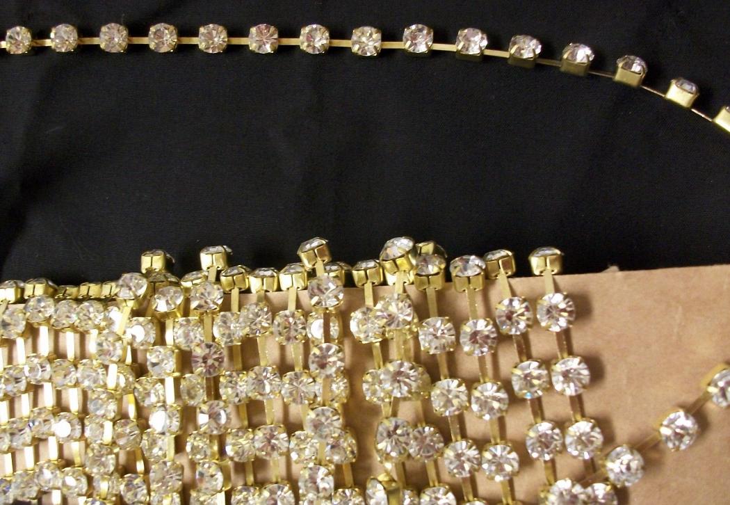 Crystal Gold Lace Craft Trim Embellishment Border #36882