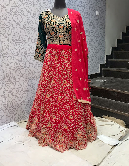 Red - Jacquard-silk - Designer Lehenga, Buy Latest Designer Lehengas,  Indian Wedding Lehengas, Designer Lehenga Choli Online, Cholis