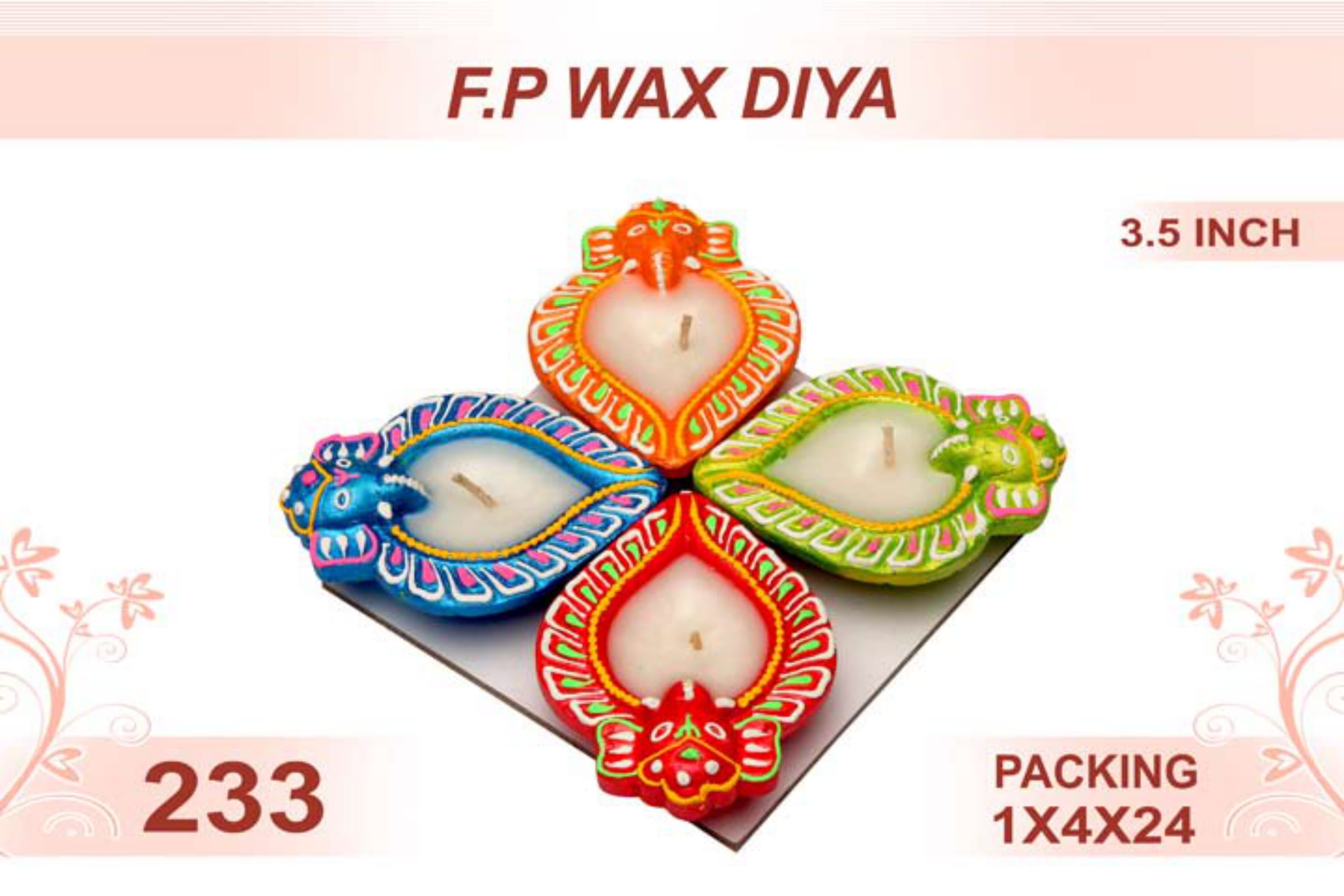 F.P. Wax Diya 4pc 3.5inch #233 #56456 | Buy Diwali Clay Diya Online