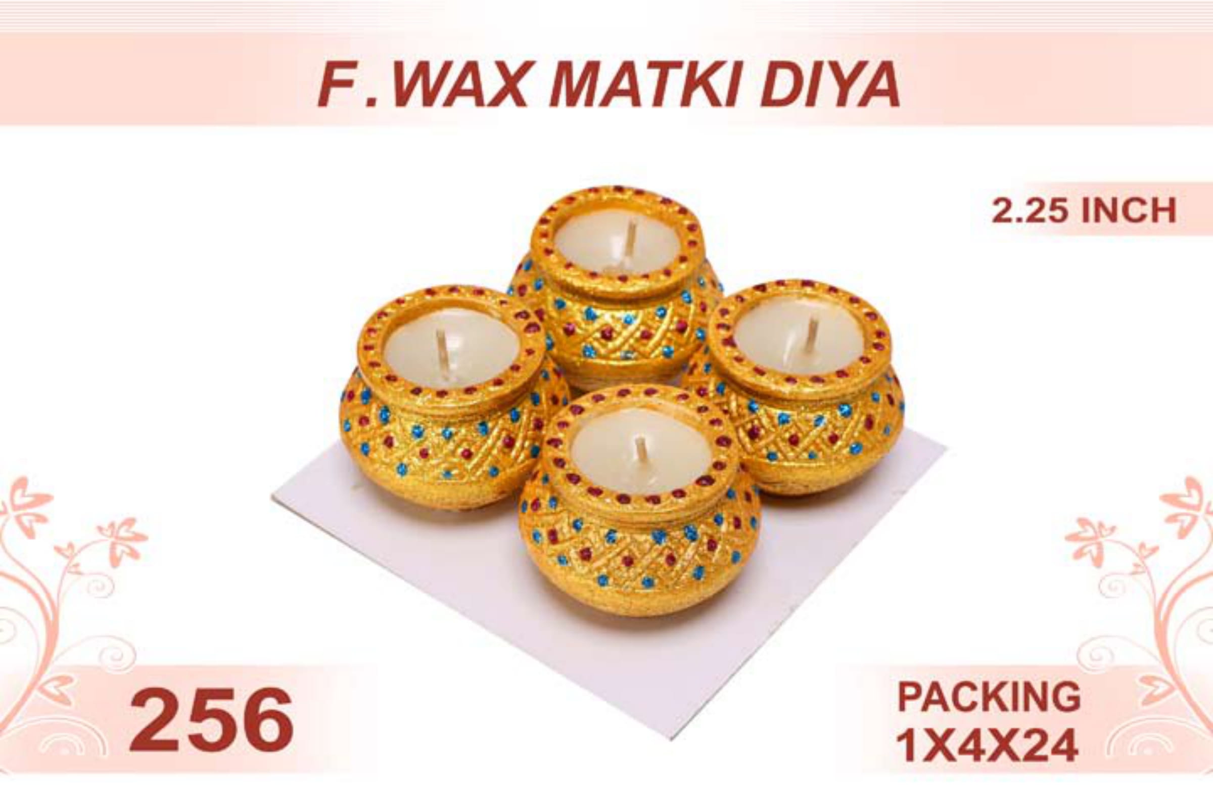 Flower Wax Matki Diya 4pc 2.25inch #256 #56459 | Buy Diwali Clay Diya ...