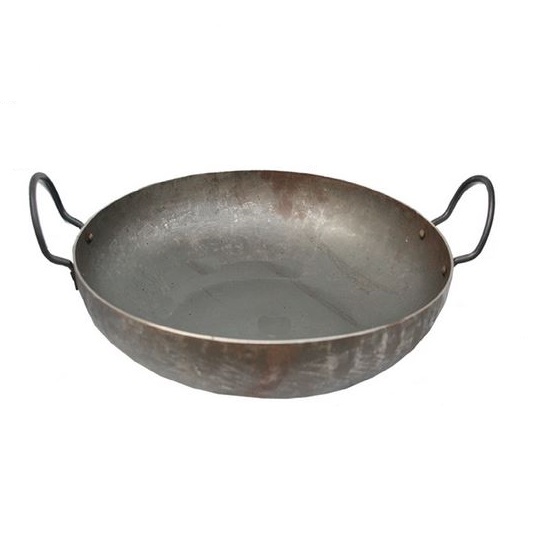 Traditional Indian Iron Kadai Wok - 18 inches with handles.