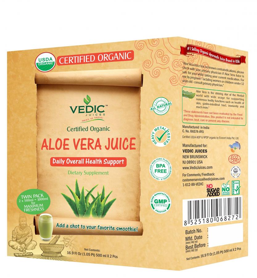 Vedic Organic Aloe Vera Juice Daily Overall Health Support 500ml X 2 49495 Buy Herbal Juice 1452