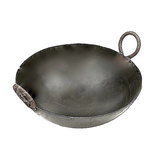 Traditional Indian Iron Kadai Wok - 18 inches with handles.