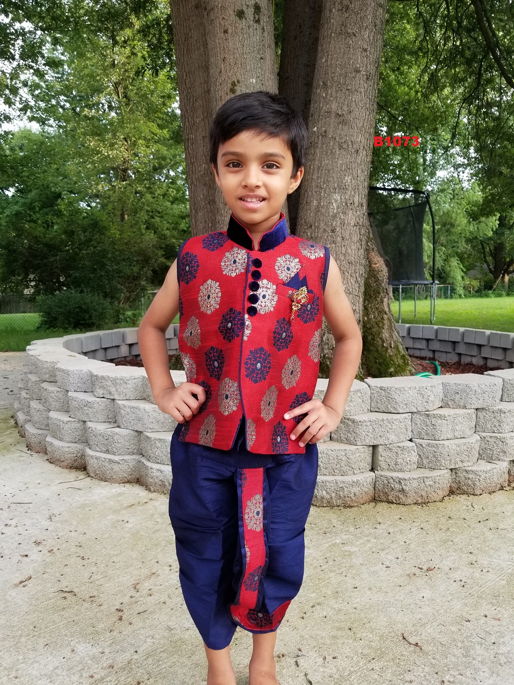 Red Blue Floral Design Dhoti Kurta for 6 Months to 4 Year Boys 28902 Buy Kids Dhoti Kurta Online