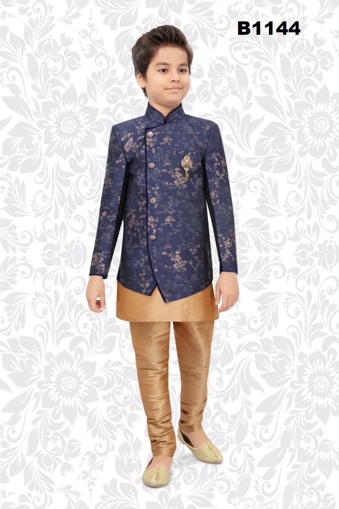 Boys Blue Floral Asymmetric Cut Kurta W Pajama 2 to 15 Years 47670 Buy Kurta Pajama for Kids Online