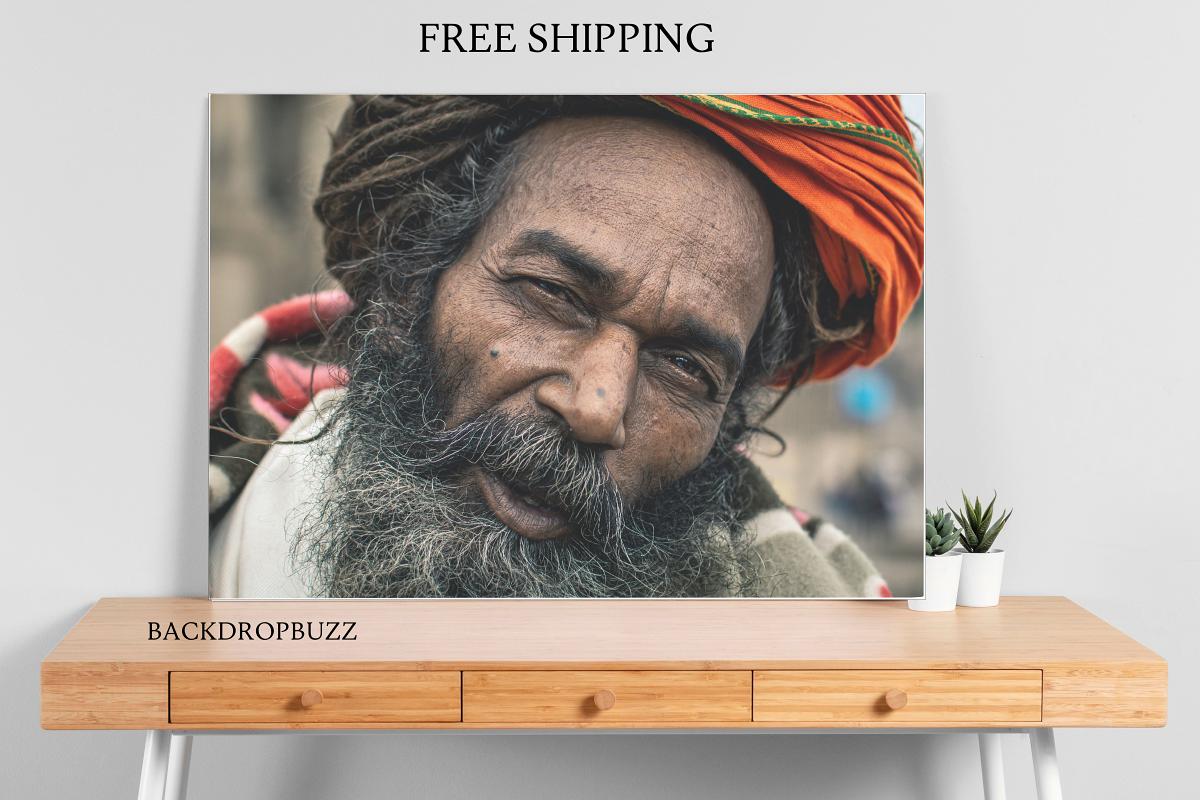 Indian Sadhu Landscape Poster 28 × 18 Inches #52295 