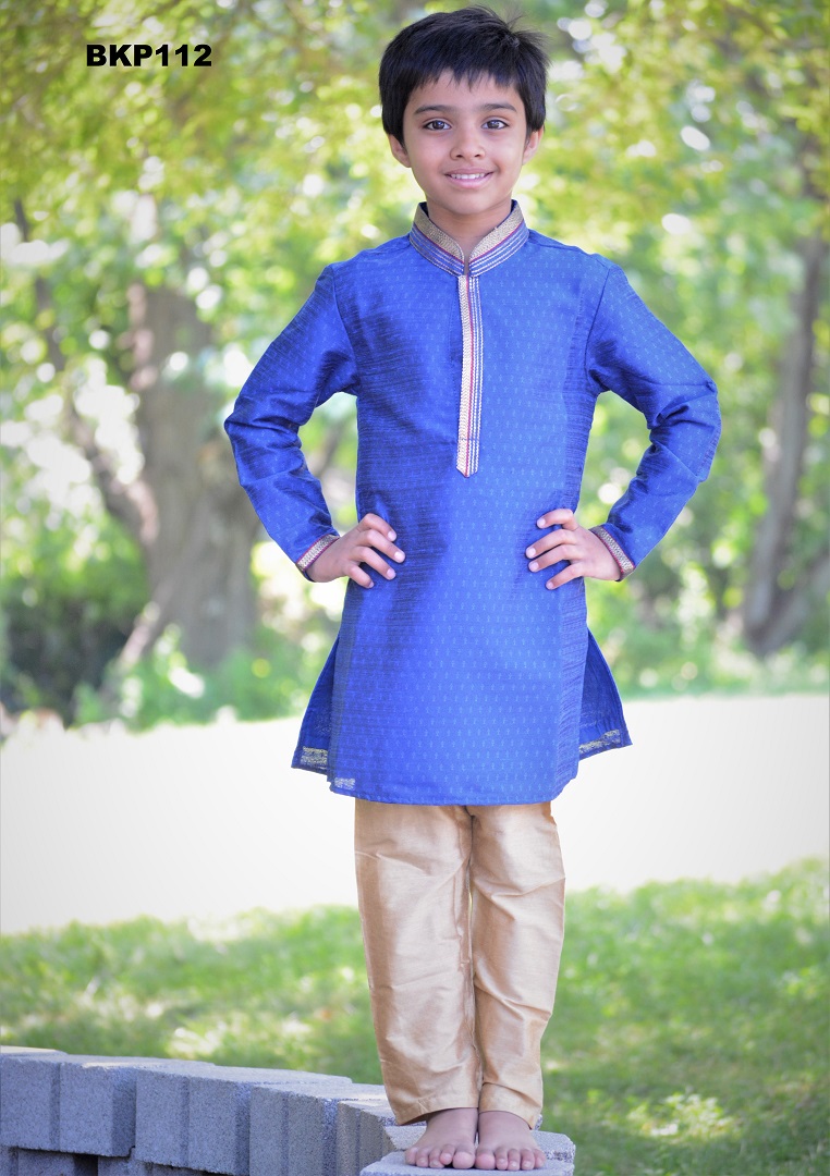 Royal Blue Fancy Jacquard Kurta Pajama Set Boys 1 to 15 Years 36708 Buy Kids Silk Kurta Pajama Online