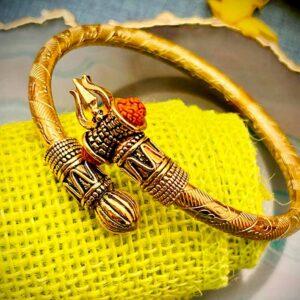Blessing of Shiva Gold Brass Bracelet #58828