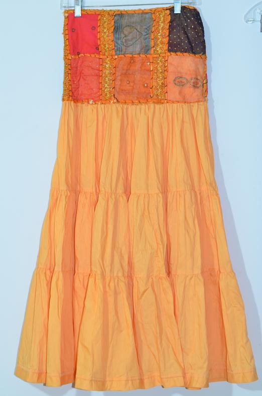 Multi Color Orange Voil Crushed Skirt Size 30 #36045