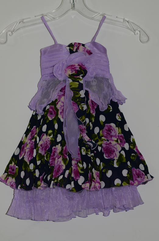 Purple & Blue Cotton Silk Dress for Girl Children #35836