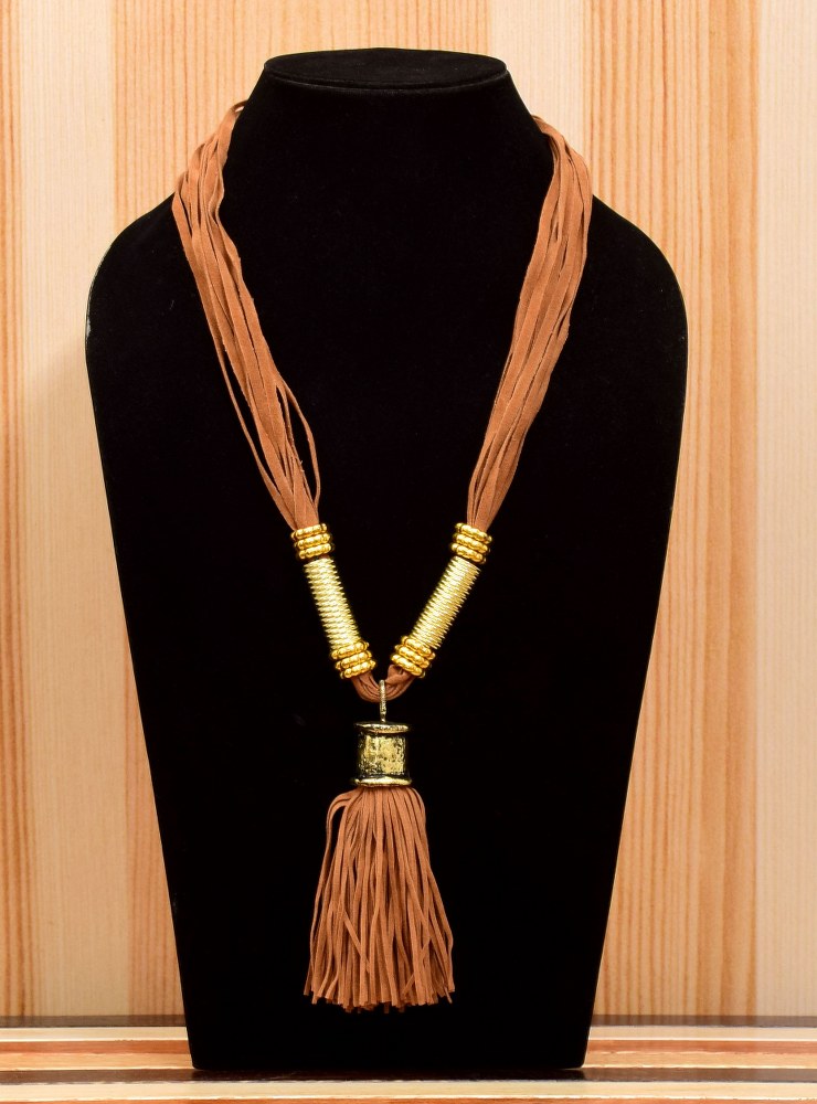 Handmade Necklace w/ Thread Pendant in Rust & Golden Color #31200 | Buy ...