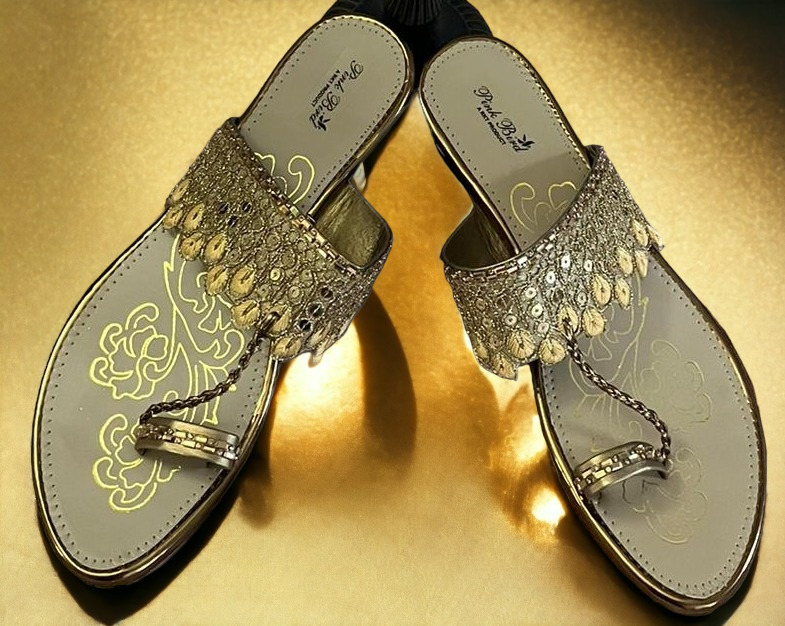 Gold Traditional Design Indian Ladies Sandals #57287