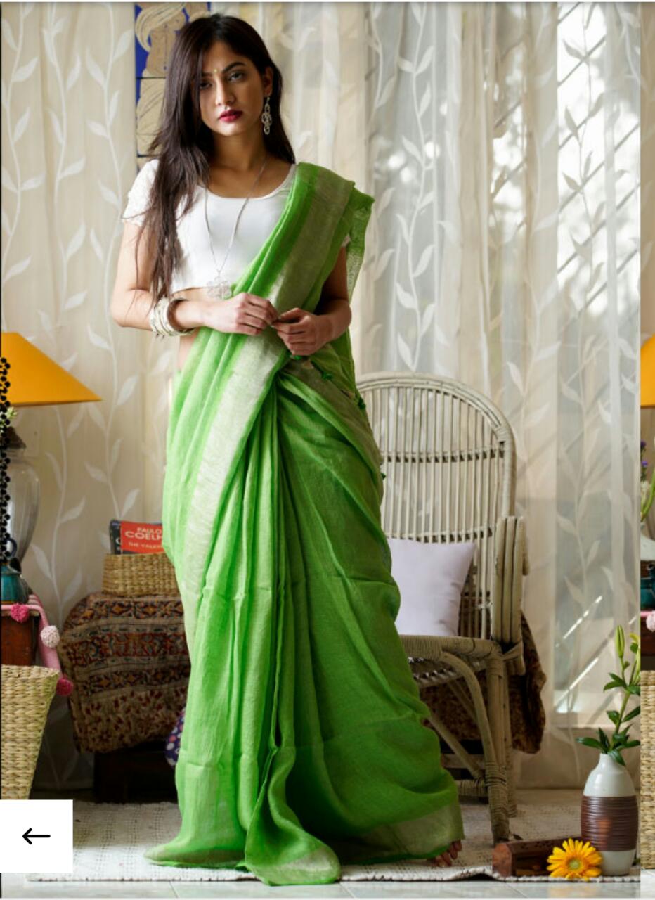 Cotton linen saree on sale price