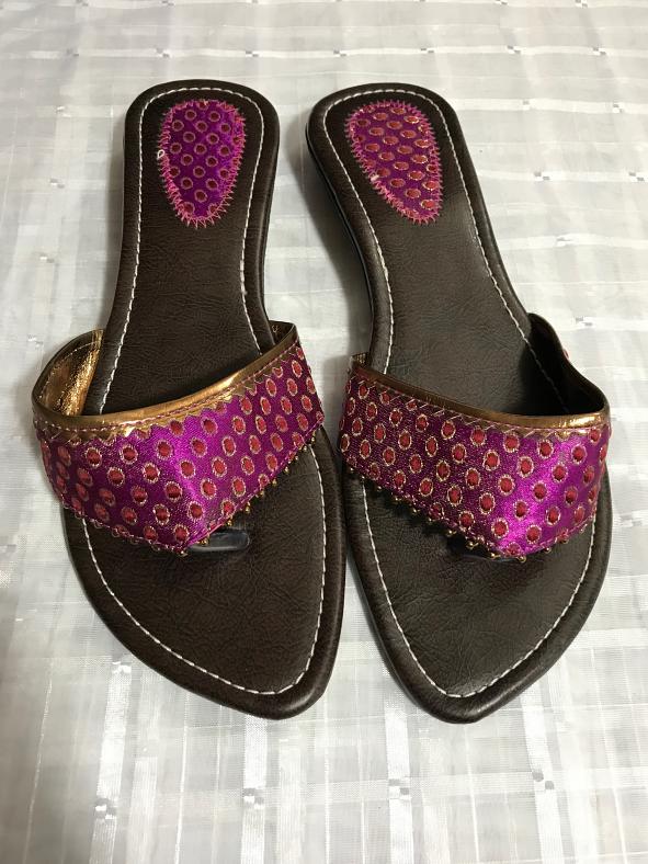Women's Fancy Sandals w/ Magenta Brown Dots & Light Heal - 6 #30989 ...