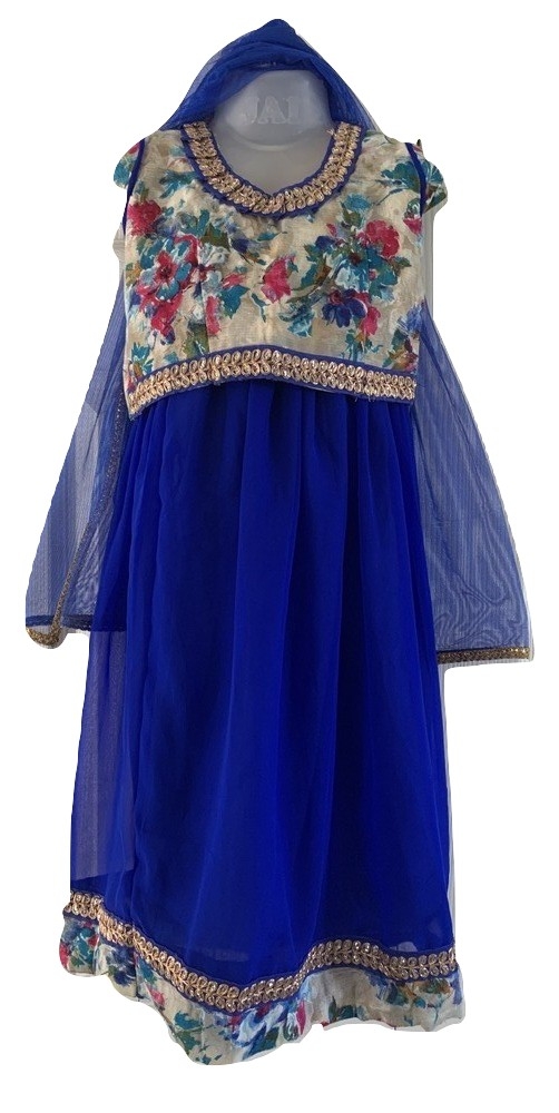 Royal Blue lehenga and ruffle shirt set – Kuro Clothing India