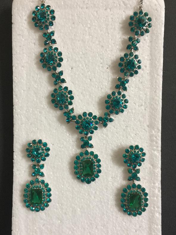 Attractive and Classy Green Stone Necklace Set #28973 | Buy Online ...