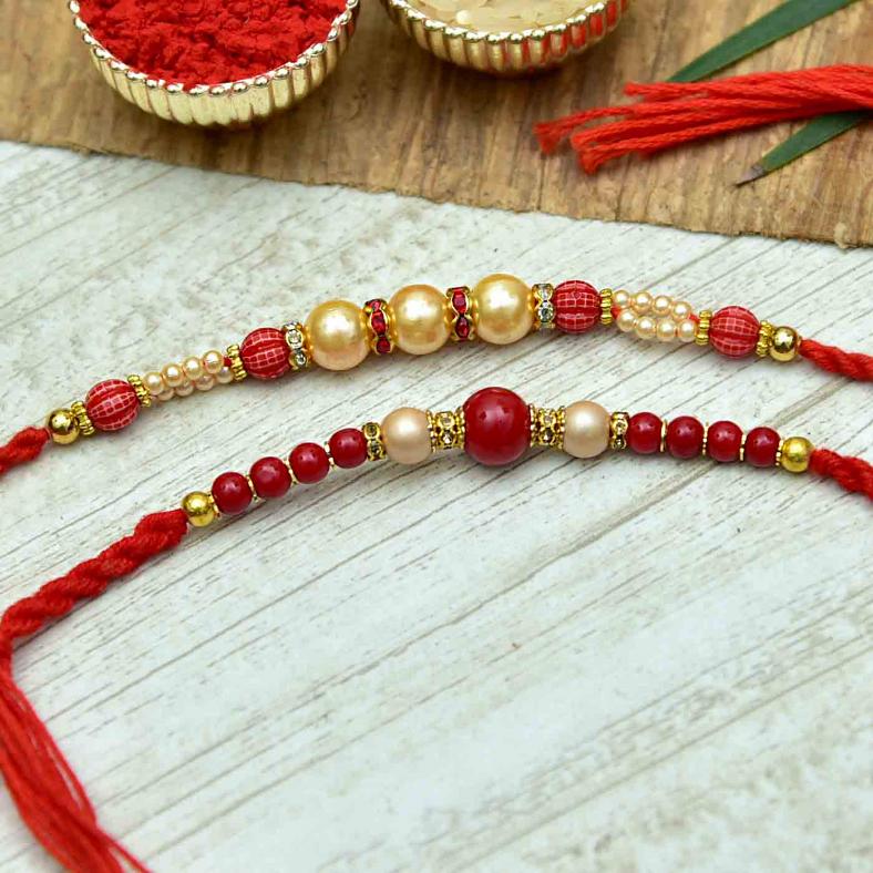 Beautiful Set of 2 Beaded Rakhi Bracelet #34086 | Buy Rakhi Gift Hamper ...