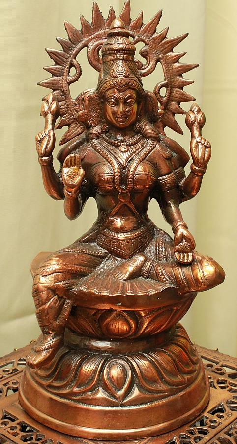 Artistic Large Copper Finish Black Metal Statue of Goddess Lakshmi Maa ...