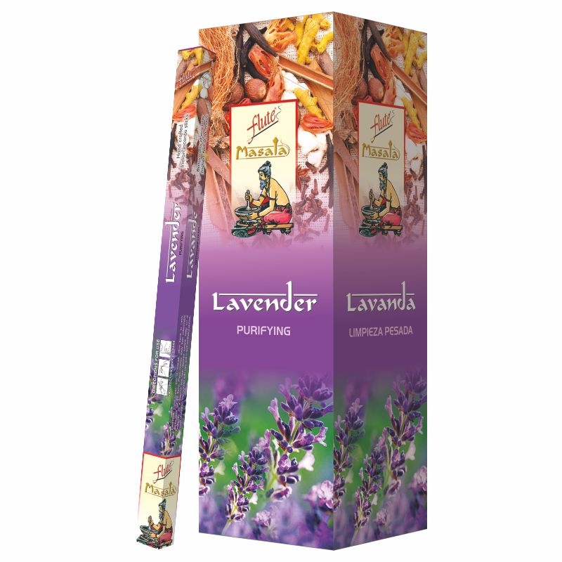 Flute Brand Lavender Natural Masala Incense-7 sticks/pack-25 Packs/Box ...