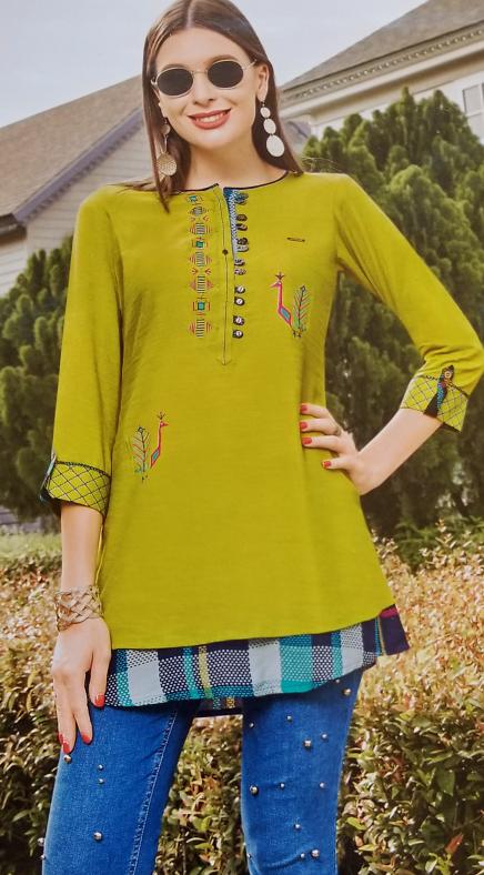 Trendy Chic Mehndi Soft Cotton Kurti ( XS ) #37979 | Buy Small Cotton ...