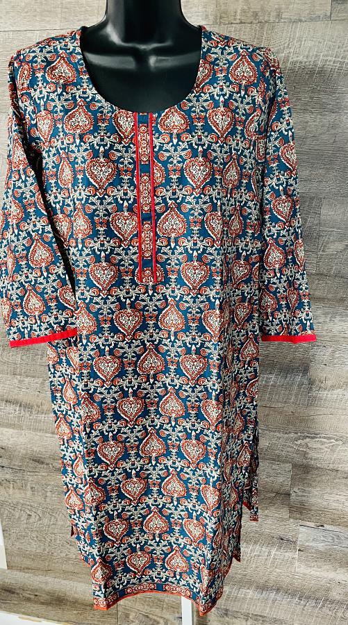 Traditional Indian Print Summer Pure Cotton Kurti Tunic (L) #54711 ...