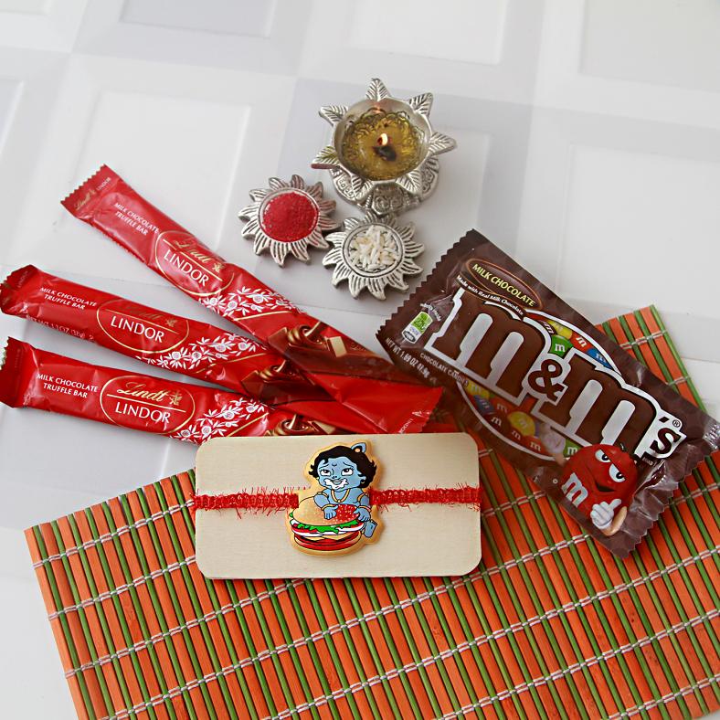 Kids Rakhi - Pencil Gift Set with M&M - Indian Gifts Valley