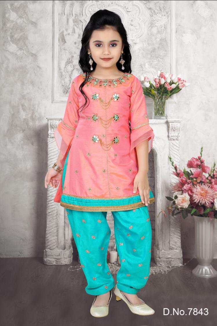 Elegant Looking Shaded Pink Patiala for Young Girls 6 to 11 Year Old ...