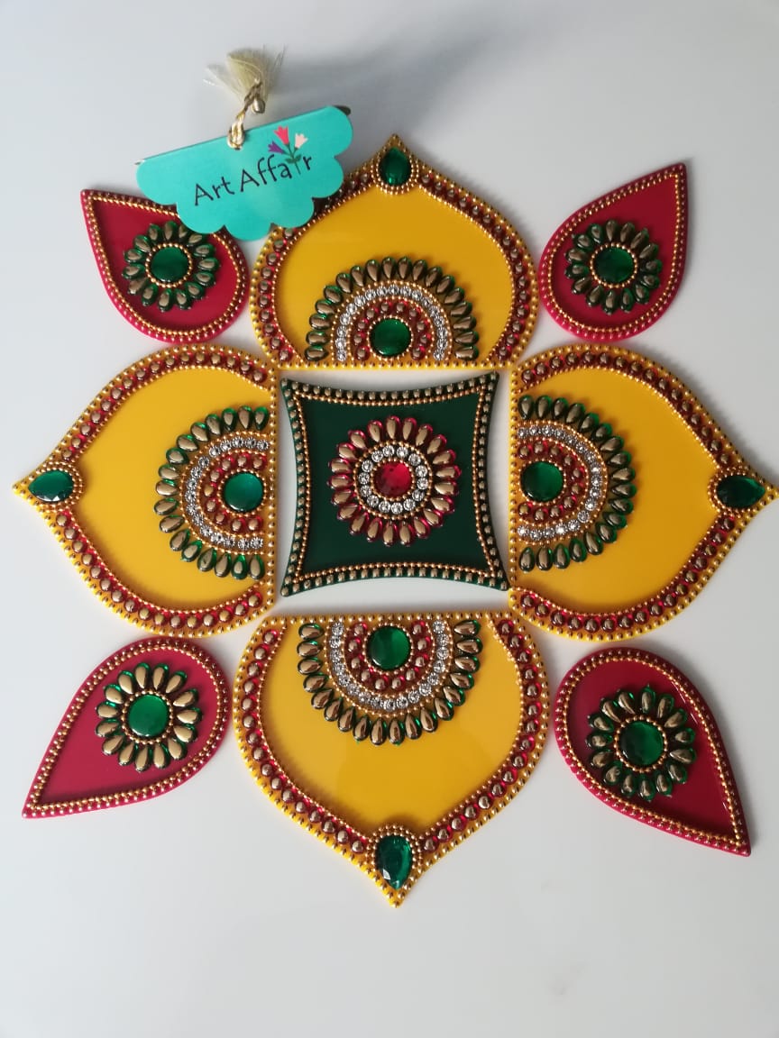 Yellow Star Shape Ready to Use Rangoli Design #44263 | Buy Readymade ...