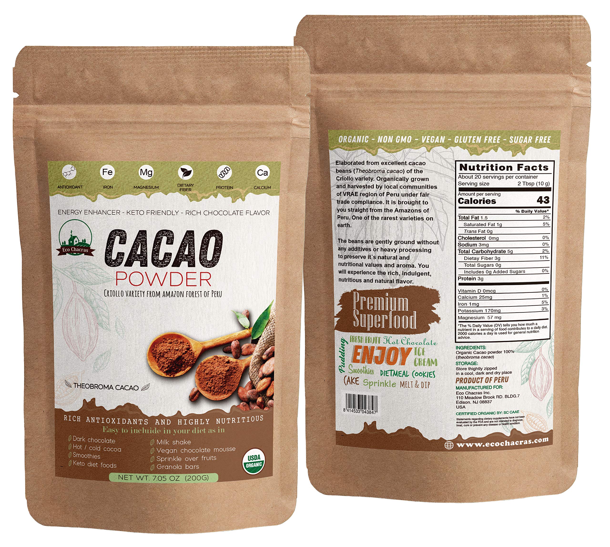 Eco Chacras Cacao Powder 200gm #55560 | Buy Online @ DesiClik.com, USA