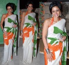 white saree for independence day