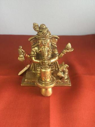 9” Lord Ganesh Brass Idol - Decorative Festive Statue